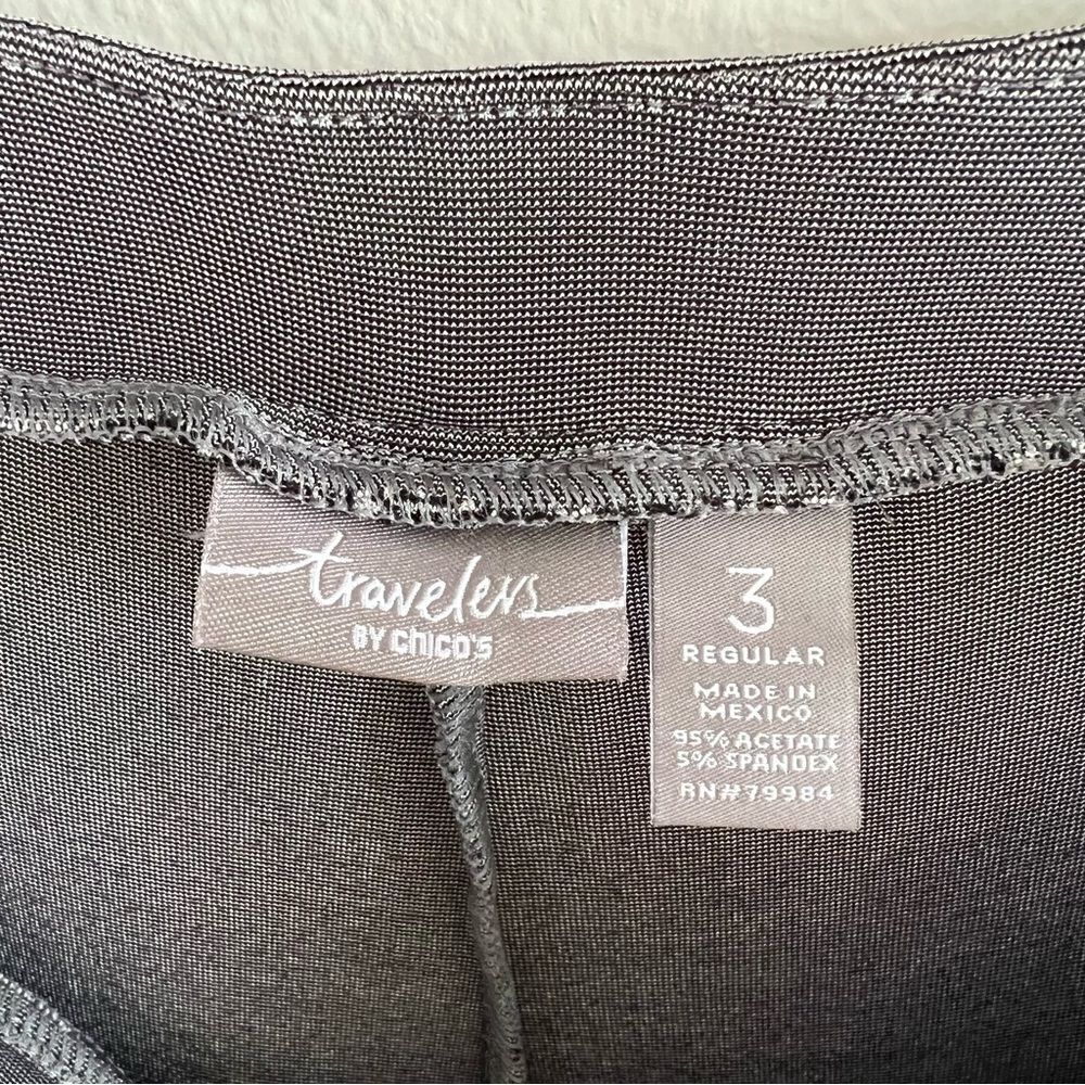 Chicos Travelers pants Silver Shine Gray size 3 (16 XL) Flowy Elastic Waist - Picture 4 of 6